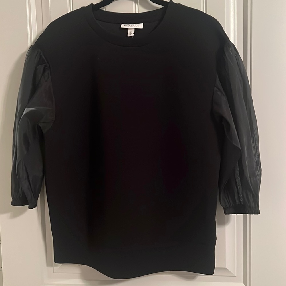 NWT Ladies Prologue Black Top with Sheer Sleeves